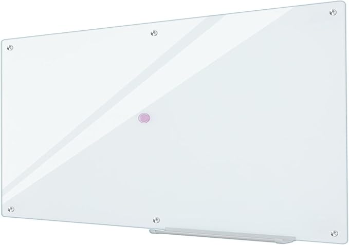 Glass Whiteboard 8'x 4', Magnetic Dry Erase Board, 96" x 48" Large Framless Glass White Board for Wall Office School Home