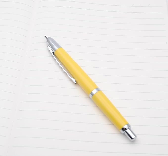 JINHAO 20 Press Fountain Pen, Retractable Capless Resin Pen with Ink Converter (F Nib 0.5mm, Lemon Yellow)