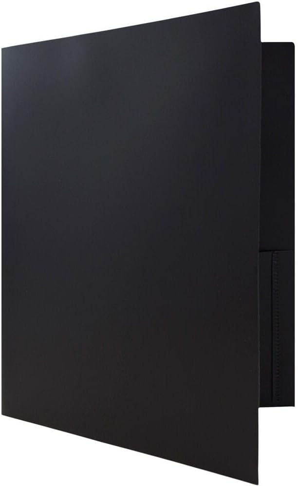 JAM PAPER Plastic 2 Pocket POP Folders - Durable School Folders with Metal Prongs Fastener Clasps - Black - Bulk 48/Pack