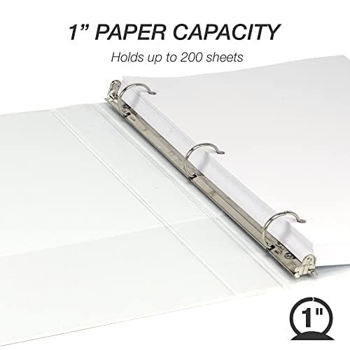 Samsill 1 Inch 3 Ring Binders, Made in USA, Economy Round Ring, Clear View Cover, 200 Sheet Capacity - for School, Home, Office - White, 24 Pack