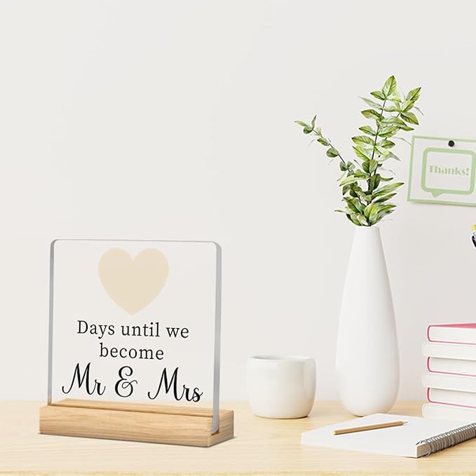 Wedding Engagement Gifts for Couples, Funny Wedding Countdown Acrylic Sign, Cute Engagement Gift for Newly Engaged Fiance, Bride to Be Gifts Ideas A 11