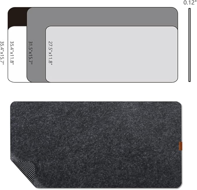 Bright Stone Felt Desk Mat,Non-Slip Mouse Pad, 27.5"x11.8" Office Supplies Desk Protector, Desk Accessories for Home and Office (Black)