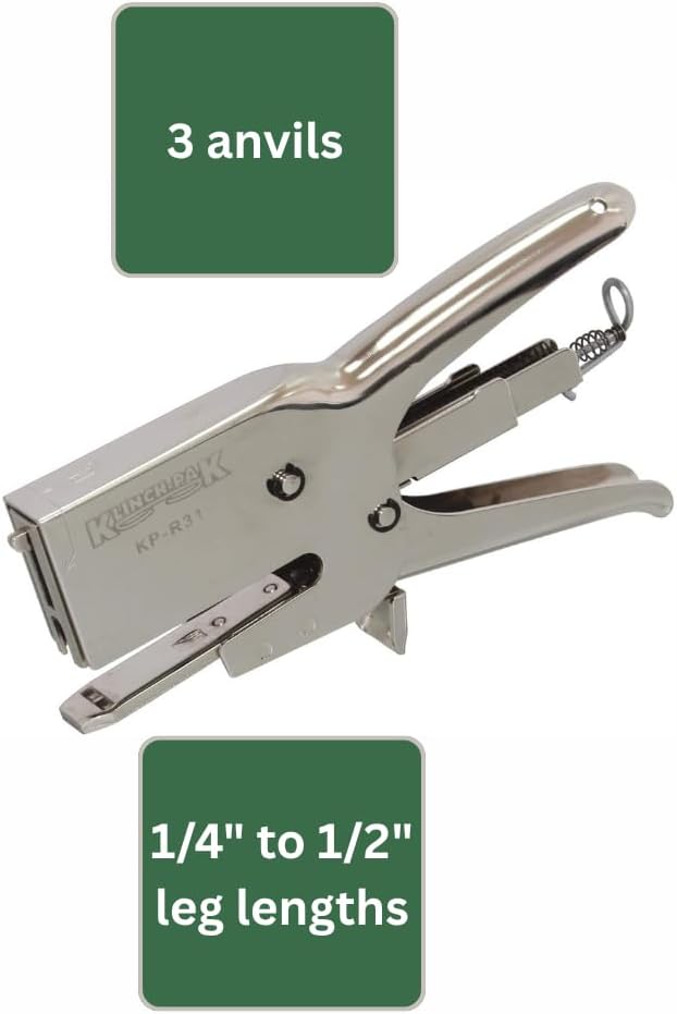 Klinch-Pak KP-R31 Heavy Duty Manual Plier Stapler - Blunt, Sword and Bag Sealer anvils Included. for Staples STCR5019, STH5019, JK694, Rapid 73. 1/4" - 1/2" SIM HD31 10540310
