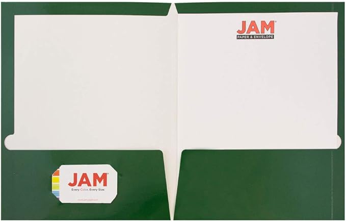 JAM PAPER Laminated Two Pocket Glossy School Folders - Letter Size - High Gloss Green - 6/Pack