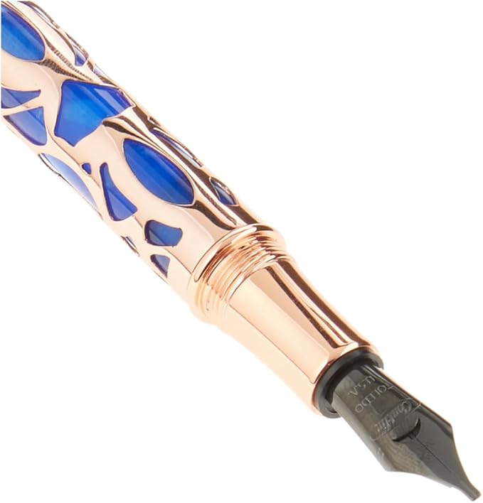 Conklin Endura Deco Crest Fountain Pen in Blue, Stub Nib, Premium Writing Instrument