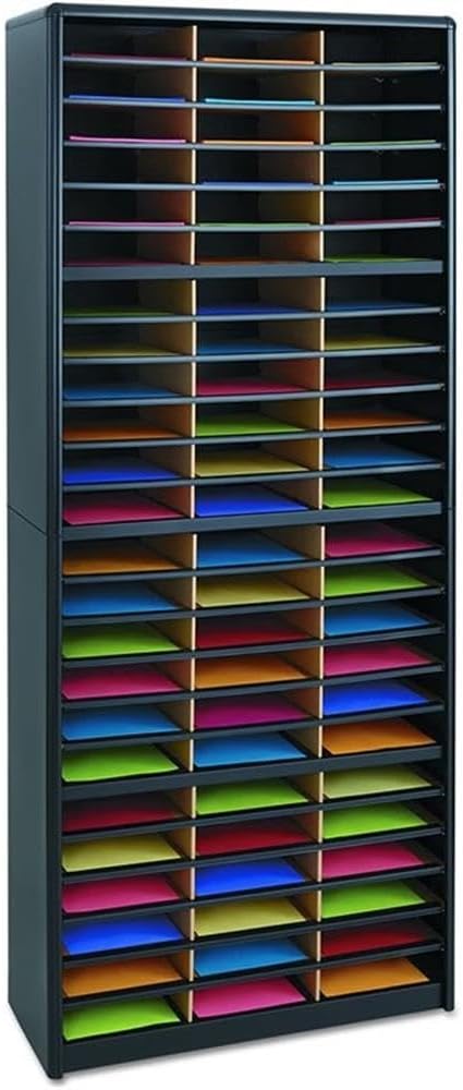 Scranton & Co 72 Compartments Commercial Grade Steel Shell Flat Files Organizer in Black