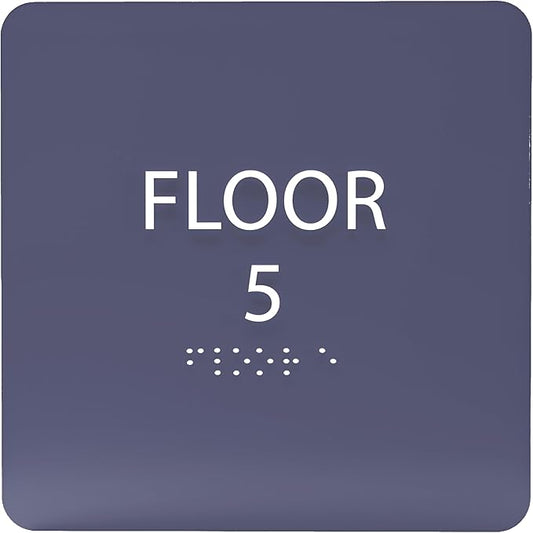 ADA CENTRAL SIGNS - 6" X6" Floor 5 Sign - ADA Compliant Tactile Graphics Grade 2 Braille Text Acrylic Wall Signs - Directional Assistance, Floor Number Safety Sign for Office, school Hospital, Apartment