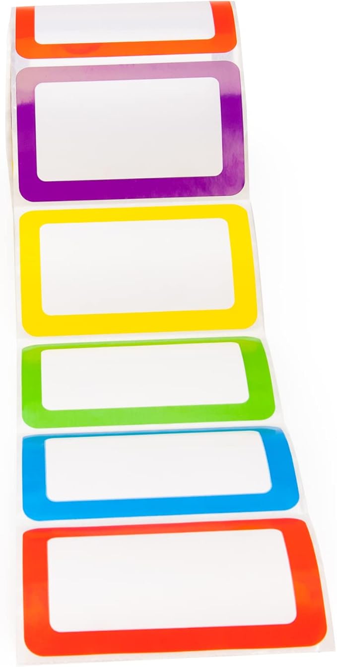 L LIKED 500 Stickers - 3.5" x 2.25"Colors Plain Name tag Labels with Perforated Line for School Office Home (Blank - 500 Labels)
