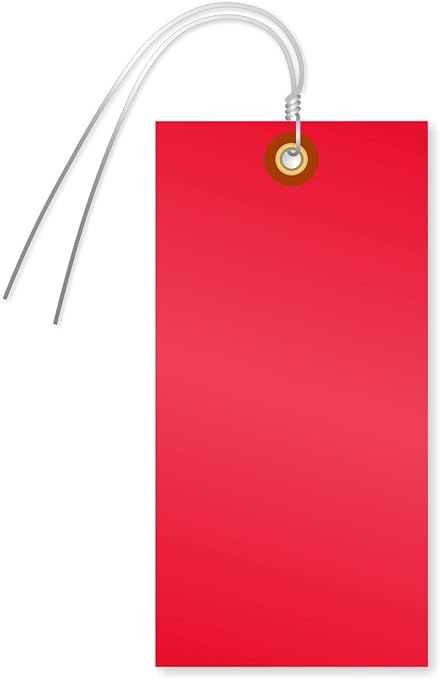 SmartSign Blank Tyvek Shipping Tags with Wire, Size #8 | 6 1/4" x 3 1/8", Pack of 100, Red