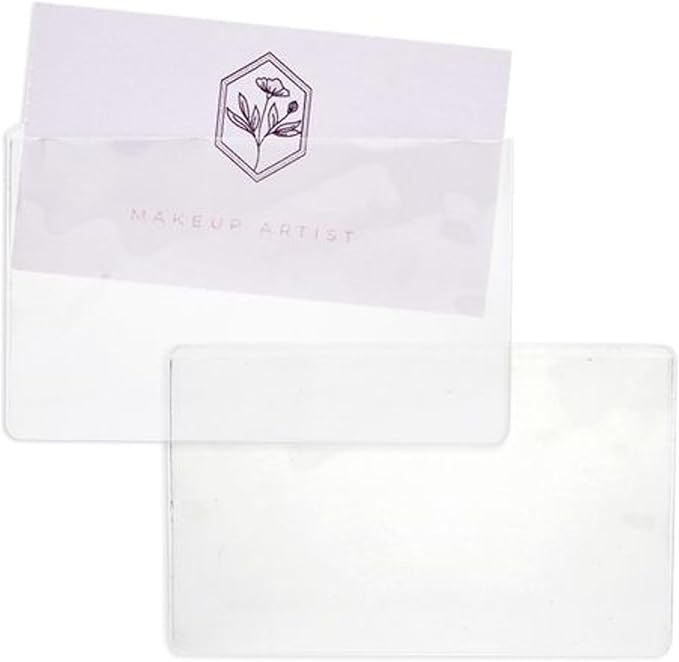 Juvale 100-Pack Clear Business Card Pockets - 3.54 x 2 in Vinyl Top-Load - Peel & Stick Adhesive Pockets for Library Cards & ID Badges - Bulk Set for Storage & Organization