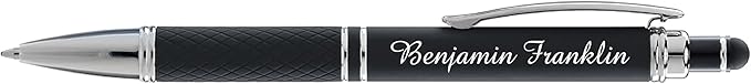 ExpressDesigns™ - Personalized Pens Gift Set - 2 Pack of Soft Touch Metal Pens w/gift box - Luxury Ballpoint Pen Custom Engraved with Name or Message (Black)