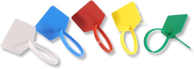 4 in Marker Nylon Cable Ties, Plastic Water Proof Tags, Self-Locking Written-on Cable Marker, Security Seals Label for Cabling, Wire Marking Label, Shipping Hanging Tags - Blue/ 100pcs