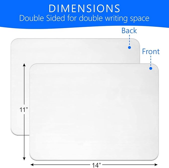 Small White Board, 11 x 14 Dry Erase Board, 2 Small White Boards Dry Erase, Double Sided Whiteboard, Lapboard for Kids, Office and Classroom