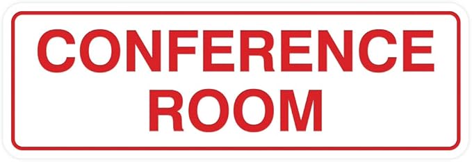 Standard Conference Room Sign - White/Red - Medium 1 Pack