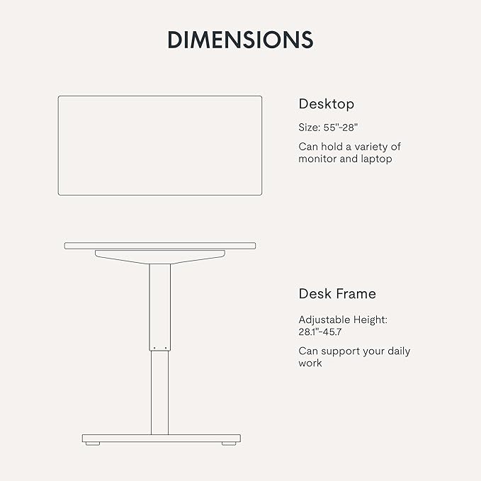 FLEXISPOT EN1 One-Piece Standing Desk with 1-Inch Thick Seamless Desktop, 55"x28" Electric Height Adjustable Desk for Home Office, Multi-Monitor Setups & Easy Assembly, Rustic Brown