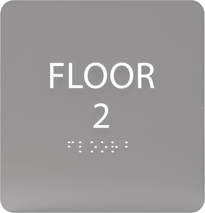 ADA CENTRAL SIGNS - 6" X6" Floor 2 Sign - ADA Compliant Tactile Graphics Grade 2 Braille Text Acrylic Wall Signs - Directional Assistance, Floor Number Safety Sign for Office, school Hospital, Apartment