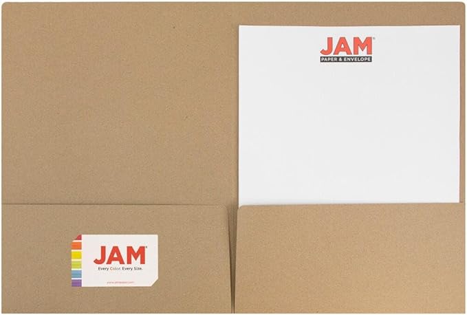 LUXPaper 9" x 12" Presentation Folders | Two Pocket | Grocery Bag Brown | 18pt. Cover | 10 Qty