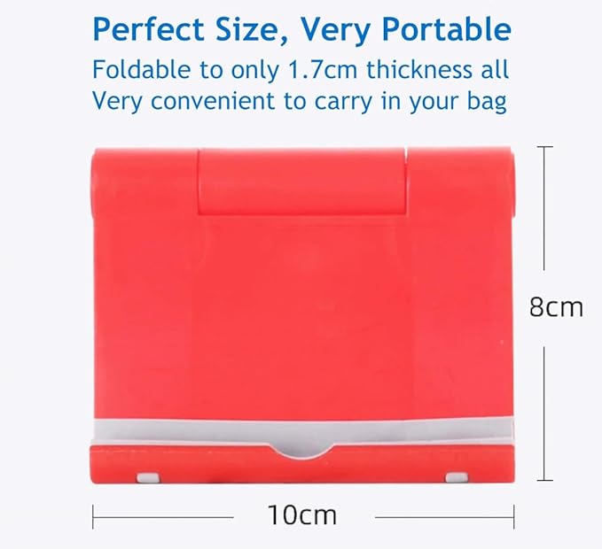 JUSDIQIR Cell Phone Stand for Desk Foldable Cell Phone Holder Desk Tablet Holder Mobile Phone Dock, Multi-Angle Universal Adjustable Tablet Dock Compatible with Most Cell Phones (Red)