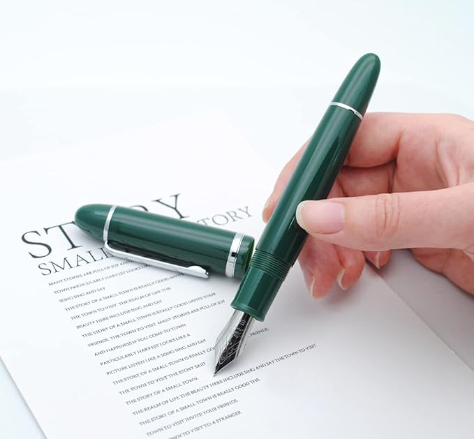 JINHAO X159 Fountain Pen (EF Nib 0.38mm, Dark Green with Silvery Clip)