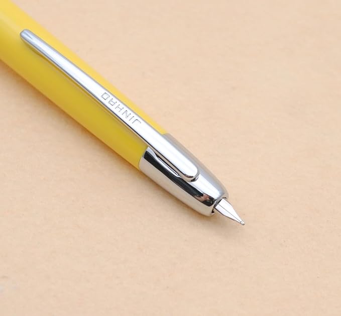 JINHAO 20 Press Fountain Pen, Retractable Capless Resin Pen with Ink Converter (F Nib 0.5mm, Lemon Yellow)