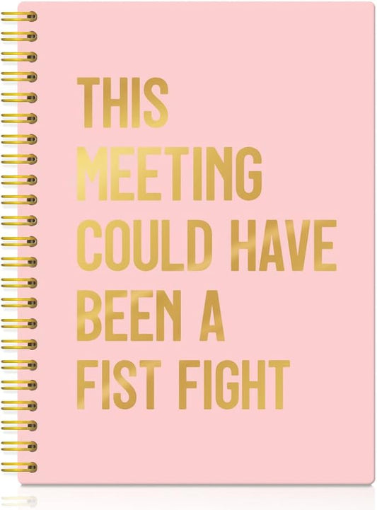 XQLZY This Meeting Could Have Been A Fist Fight Pink Gold Spiral Notebook, Funny Corporate Humor Notepad, Office Sarcastic Humor Gifts for Men Women Coworker BFF Friend, Coworker Christmas Gifts