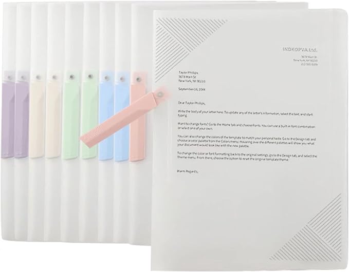INDKOPVA Plastic Report Covers, 10Pcs File Folders Letter A4 Sheet Size, Clear Front Report Covers for Documents Presentation Resume Office School Home Organizer Binder (Plain Color, 10PCS）