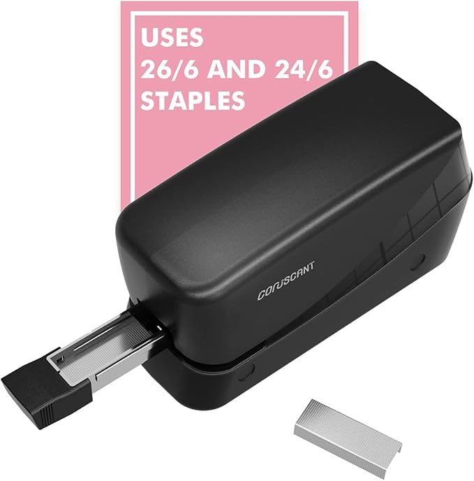 Coruscant Electric Stapler, Heavy Duty Desktop Stapler, Includes 2000 Staples and 1 Staple Remover, No-Jam Automatic AC or Battery Powered, 25 Sheet, Professional for Office Home School Use