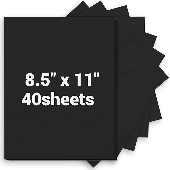 Cardstock 8.5 x 11, Thick Printer Paper 75 lb/200 gsm, 40 Sheets Card Stock Black, Heavy Card stock, Art CardStock Paper for Invitations, Diy Cards, Business Cards, Menus, Crafts, Drawing etc