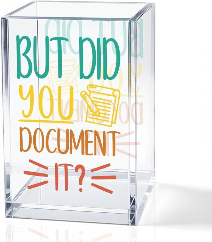 QYUVK But Did You Document It Acrylic Cosmetic Pencil Holder Cup, Pen Holder for Home Office Desk Accessories for Coworker Boss Nurse HR, Office Desk Pen Organizer, Marker Holder, Funny Work Gifts