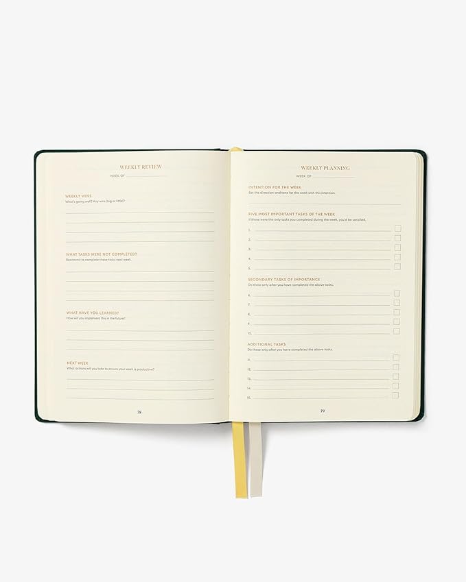 Intelligent Change - 3-Month Productivity Planner, Productivity Tools for Time-Management and Mindfulness, Daily To-Do List, A5 Undated Quarterly Planner (Green)
