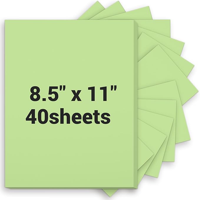 Cardstock 8.5 x 11, Thick Printer Paper 75 lb/200 gsm, 40 Sheets Card Stock Green, Heavy Card stock, Art CardStock Paper for Invitations, Diy Cards, Business Cards, Menus, Crafts, Drawing etc