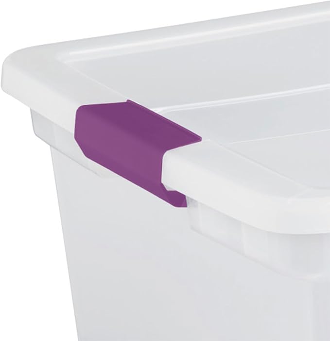 Sterilite 6-Pack Plastic Storage Bin w/ Latch Lid, ClearView Stackable Containers, 66 Qt