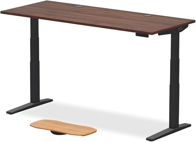 UPLIFTDESK V3 2-Leg Walnut Laminate Wood Standing Desk – Adjustable Height, Advanced 1-Touch Memory Keypad, Under Desk Cable Management, Wire Grommets & Rocker Board (Black C-Frame, 72 x 30 inch)
