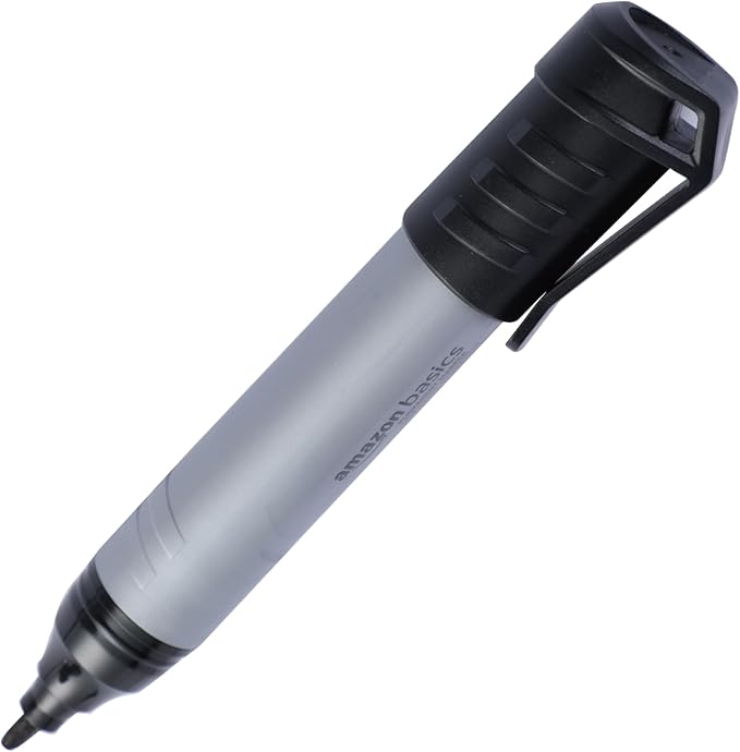 Amazon Basics Large Chisel Tip Permanent Markers, Black, 12-Pack