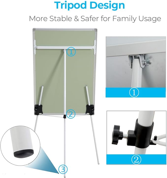DexBoard 2-Pack 36 x 24 Inch Magnetic Dry Erase Easel Tripod Stand, Height Adjustable Portable Dry Erase Board with Flipchart Paper Pad (25 Sheets) - for Office Meetings, Training & Classroom