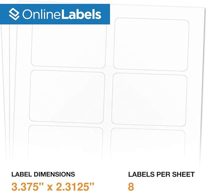 OnlineLabels 2-1/3" x 3-3/8" Printable Name Tags – Permanent Adhesive, White Matte – for Conference, Event, & Visitor Name Badges – for Inkjet & Laser Printers –Pack of 800 Labels, 100 Sheets OL5030WX