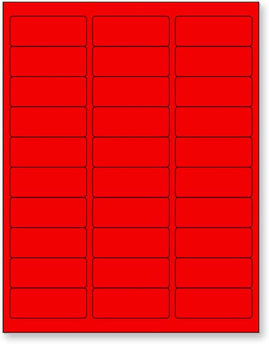 NextDayLabels - 8-1/2 x 11 Neon Color High Light Fluorescent Labels for Laser & Inkjet Printer (RED Fluorescent, 1" x 2-5/8" - 30 Per Page | 750 Labels)