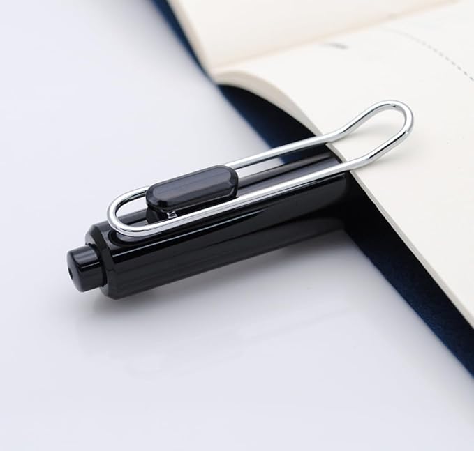 xixixiaozhu OASO K018 Sealed Retractable Fountain Pen Set 0.5mm with 2pcs Blue Ink Cartridges Smooth Writing for School Students (Black)