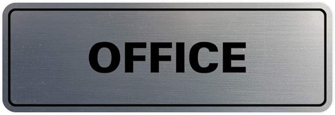 Signs ByLITA Standard Office Sign - Professional Business Signage - Easy to Install (Brushed Silver) - Large1 Pack