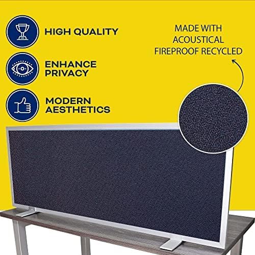 OBEX Acoustical Free Standing Privacy Screen, Cubicle Accessories Desk Privacy Panel, Desk Dividers for Office, Office Furniture Partitions Portable Sound Proof Dividers, 12" x 24", Slate