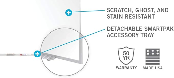 Ghent Magnetic Porcelain Whiteboard with Aluminum Frame, 2'H x 3'W