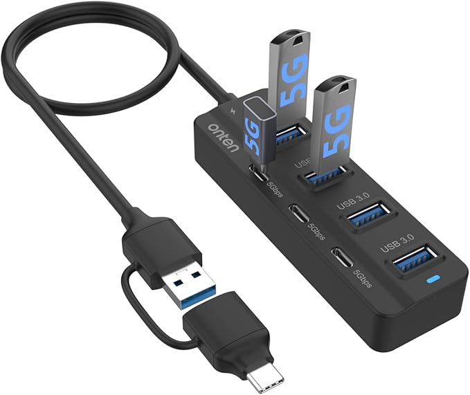 USB-A$USB-C HUB, 7Ports Hub (USB-C)