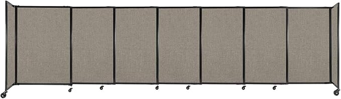 Versare Straightwall Sliding Portable Wall Partition | Freestanding Office Dividers | Locking Wheels | Temporary Room Separator | 15'6" Wide x 4' Tall Warm Pebble Fabric Panels