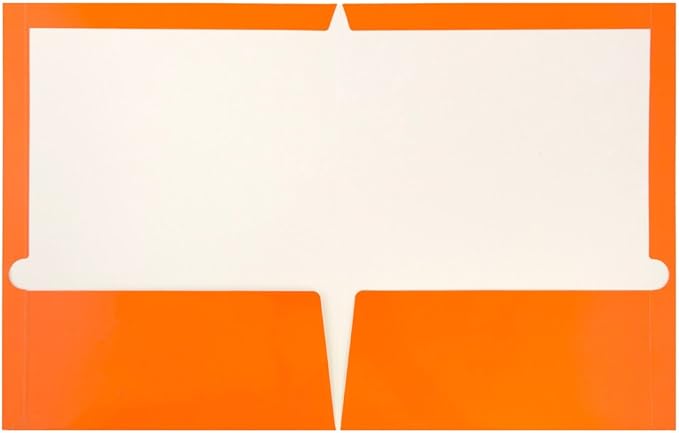 JAM PAPER Laminated Two Pocket Glossy School Folders - Letter Size - High Gloss Orange - Bulk 100/Box