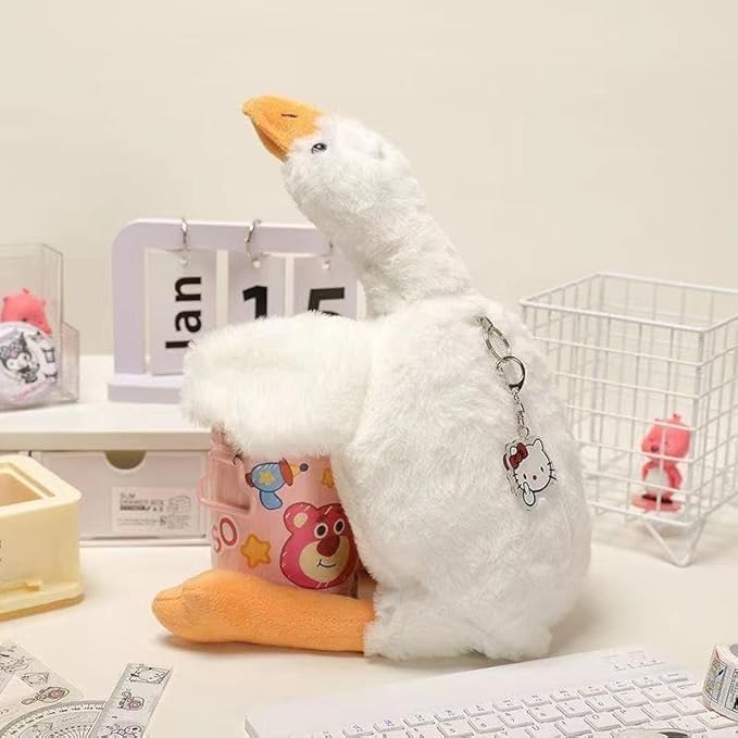 XZR Cute Pen Bag Case Box Stocking Stuffers Cute Creative Animal Cartoon Large Capacity Shark Bird Zipper Organizer Storage Bag Box Nice Gift (Goose)