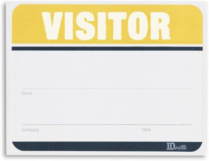 Visitor Name Badge Stickers - Adhesive Name Tags Fill in The Blank Visitor Labels - Yellow - 100 Pack