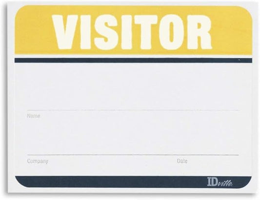 Visitor Name Badge Stickers - Adhesive Name Tags Fill in The Blank Visitor Labels - Yellow - 100 Pack