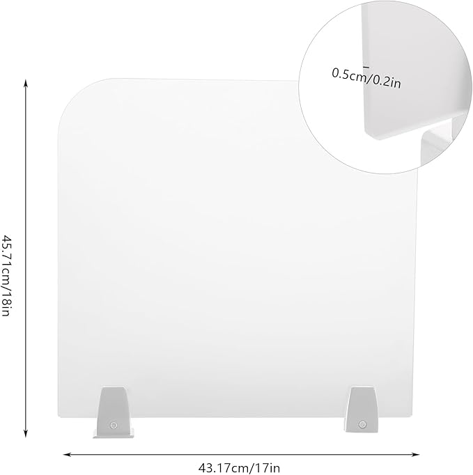 KONKENIE Acrylic Office Privacy Partition Indoor Desk Divider Guard Rectangle Desktop Privacy Panel Privacy Shield Screen for Classroom Office Reception Station Bakery Translucent (17x18x2”,1PCS)