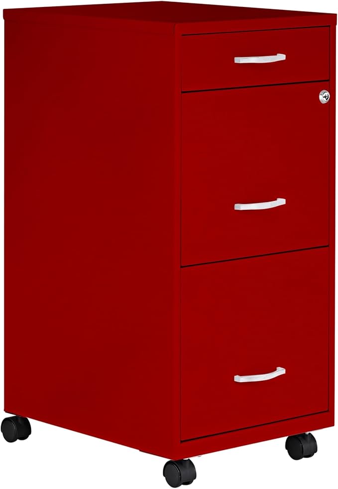 LYS SOHO Box/File/File Mobile Red File Cabinet, 3 Drawer