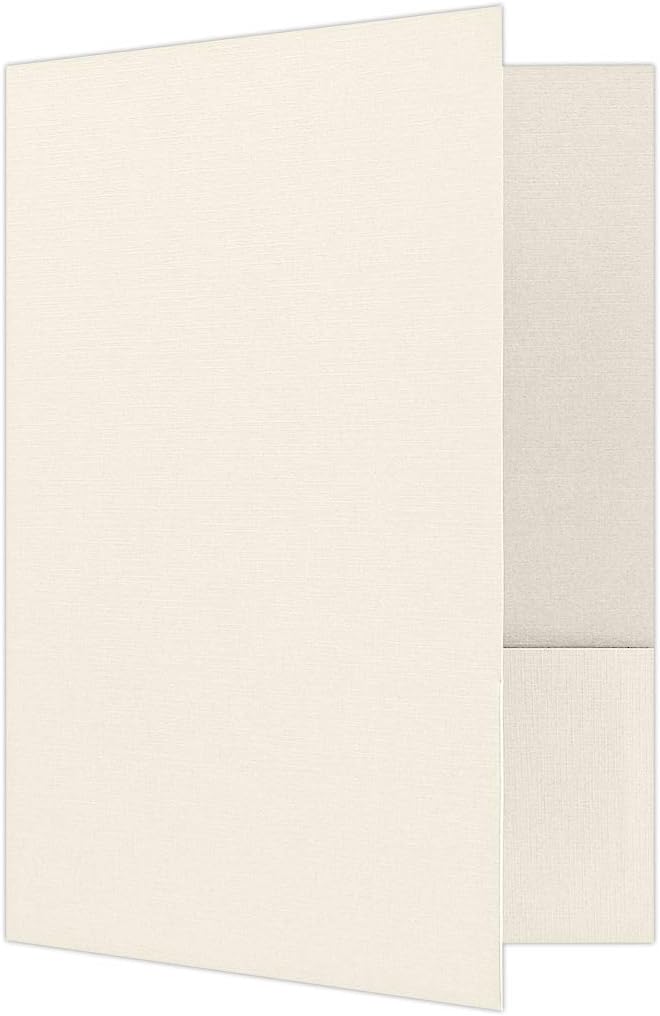 9 x 12 Presentation Folders in 100 lb. Natural Linen with 2 Pockets, Holder for Standard 8 1/2 x 11 Paper, Professional Documents, Brochures, School Reports, 100 Pack (Off-White)